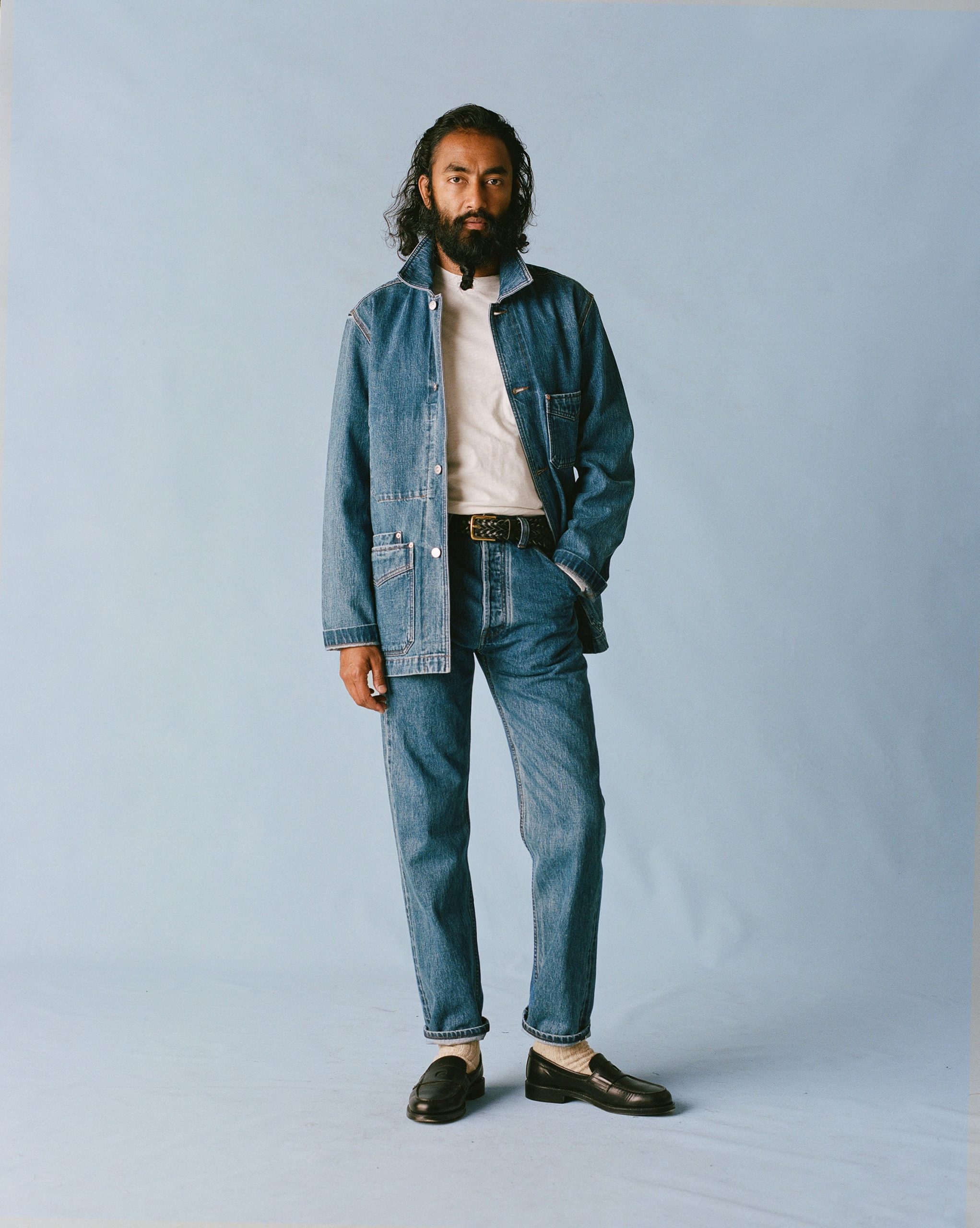 Bleach Wash Selvedge Denim Five-Pocket Chore Jacket - Image 7