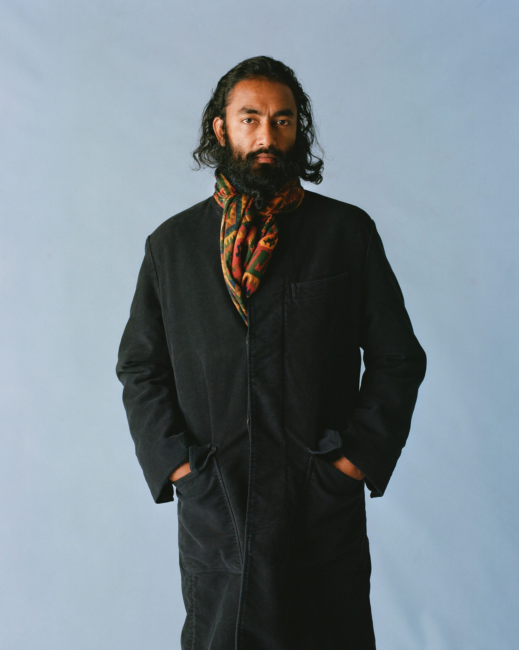 Green Kilim Print Wool-Silk Scarf - Image 5