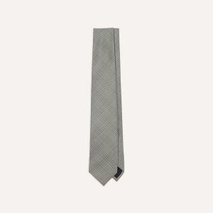 Grey Prince of Wales Check Tipped Silk Tie