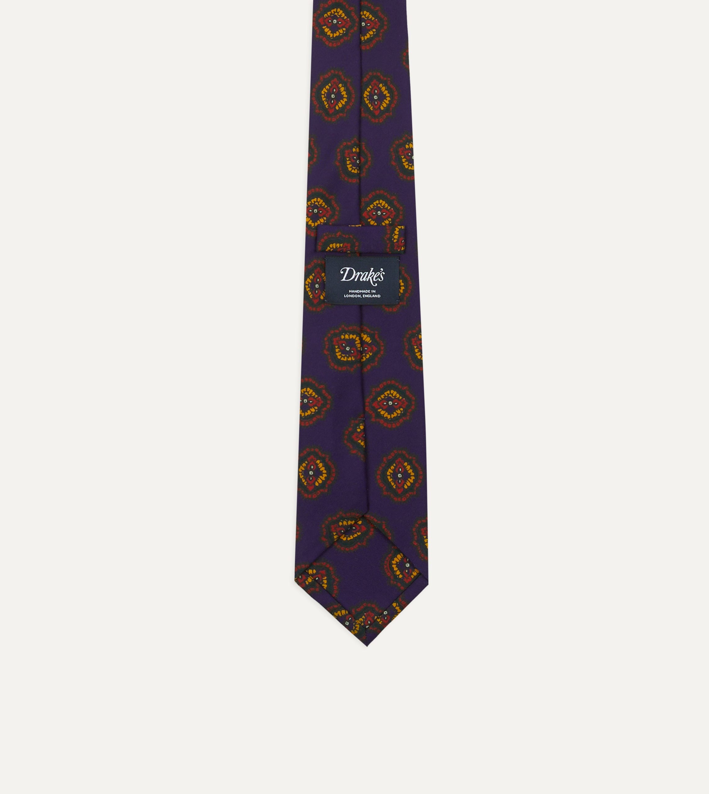 Purple Baroque Paisley 36oz Madder Silk Self Tipped Tie - Image 3