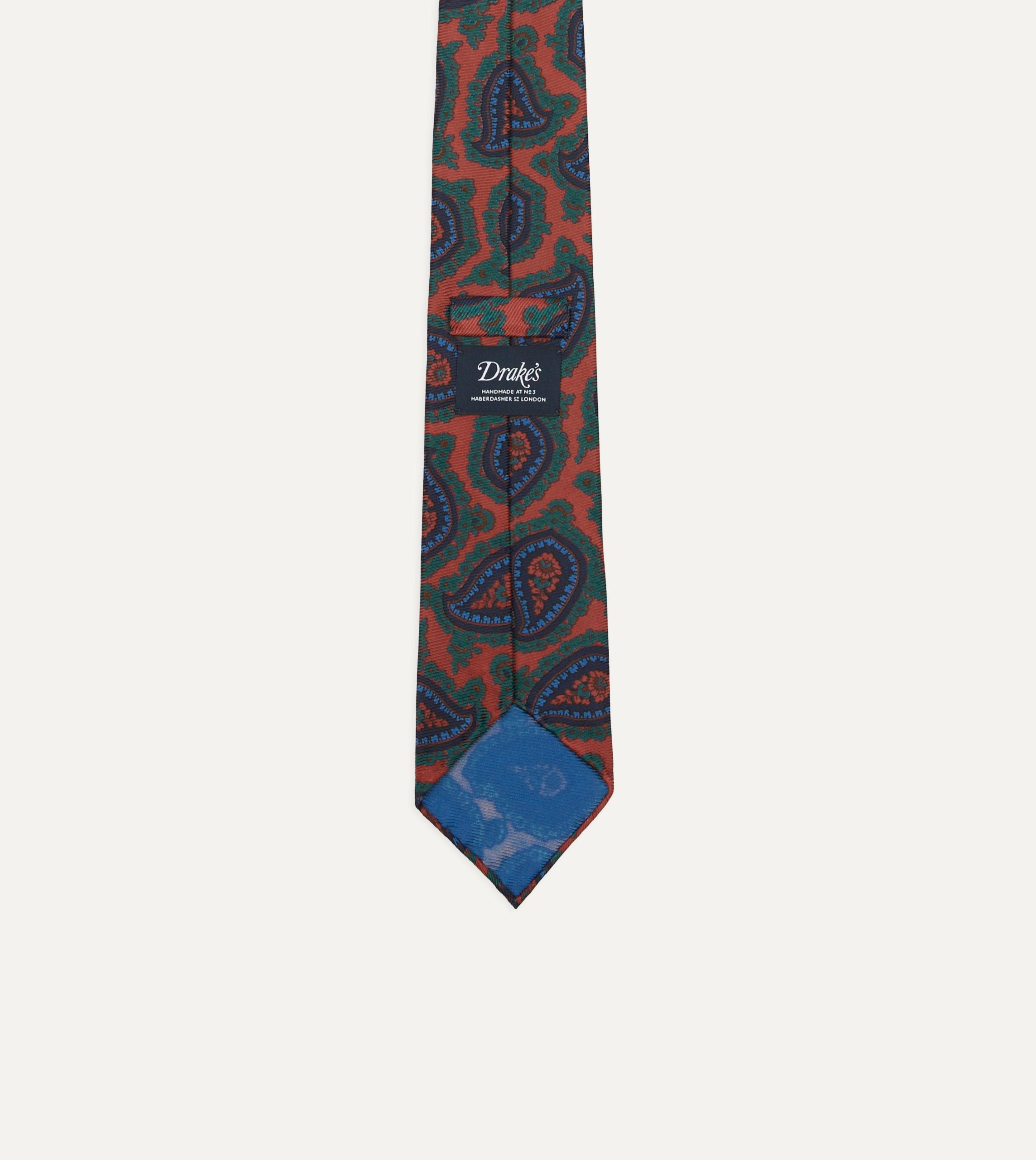 Red Big Paisley Print 40oz Madder Silk Tie - Image 3