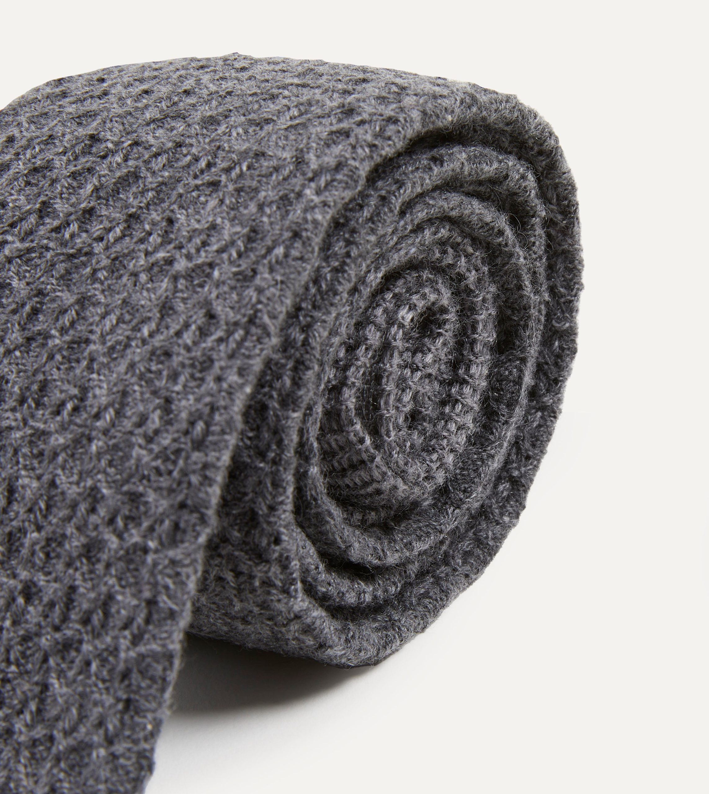 Grey Knitted Cashmere Wool Solid Colour Tie - Image 3
