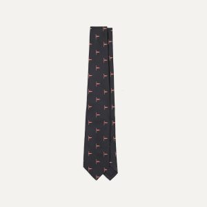 Navy Red Pennant Motif Silk Tipped Tie