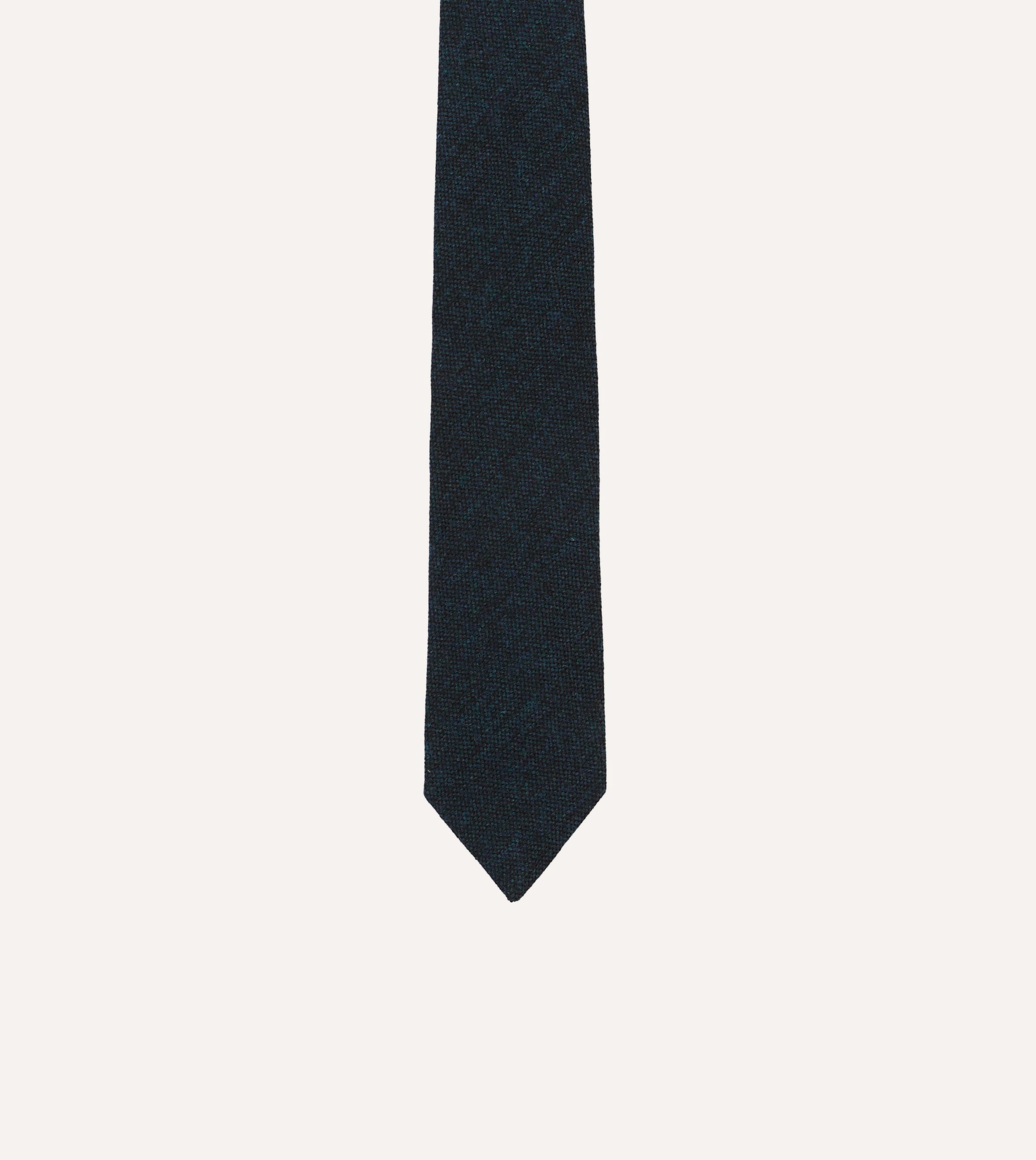 Navy Shetland Wool Tipped Tie - Image 3