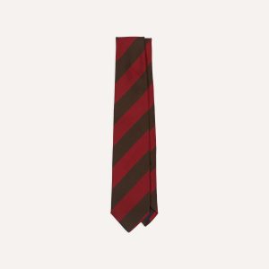 Red and Brown Block Stripe Mogador Silk Tipped Tie
