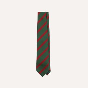 Green and Red Dual Stripe Mogador Silk Tipped Tie