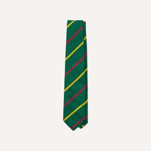 Green. Yellow and Pink Bar Stripe Mogador Silk Tipped Tie