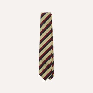 Navy. Red and Buff Stripe Mogador Silk Tipped Tie