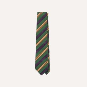 Green and Red Triple Stripe Repp Silk Tipped Tie