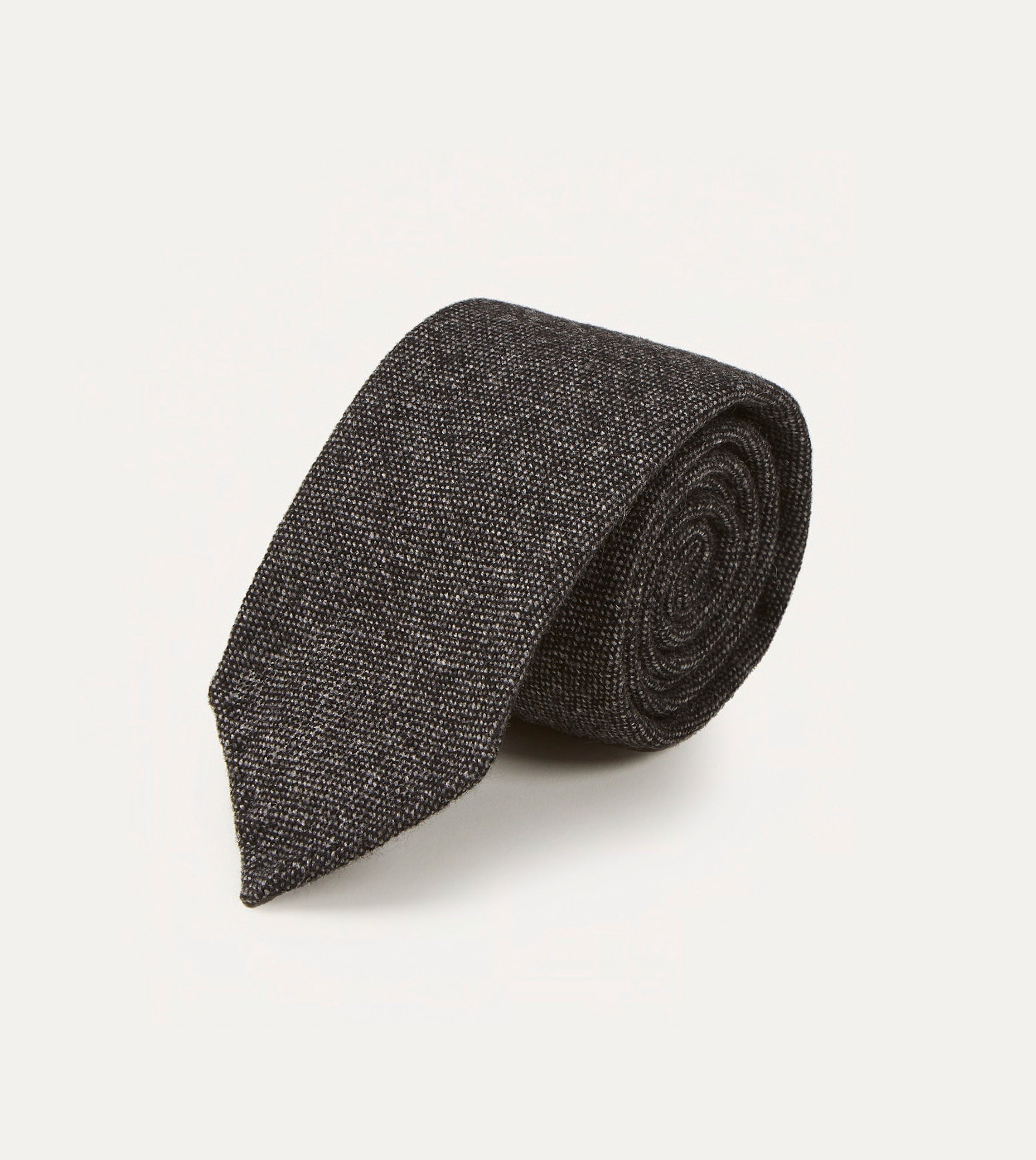 Black Pure Cashmere Solid Hand Rolled Tie - Image 2
