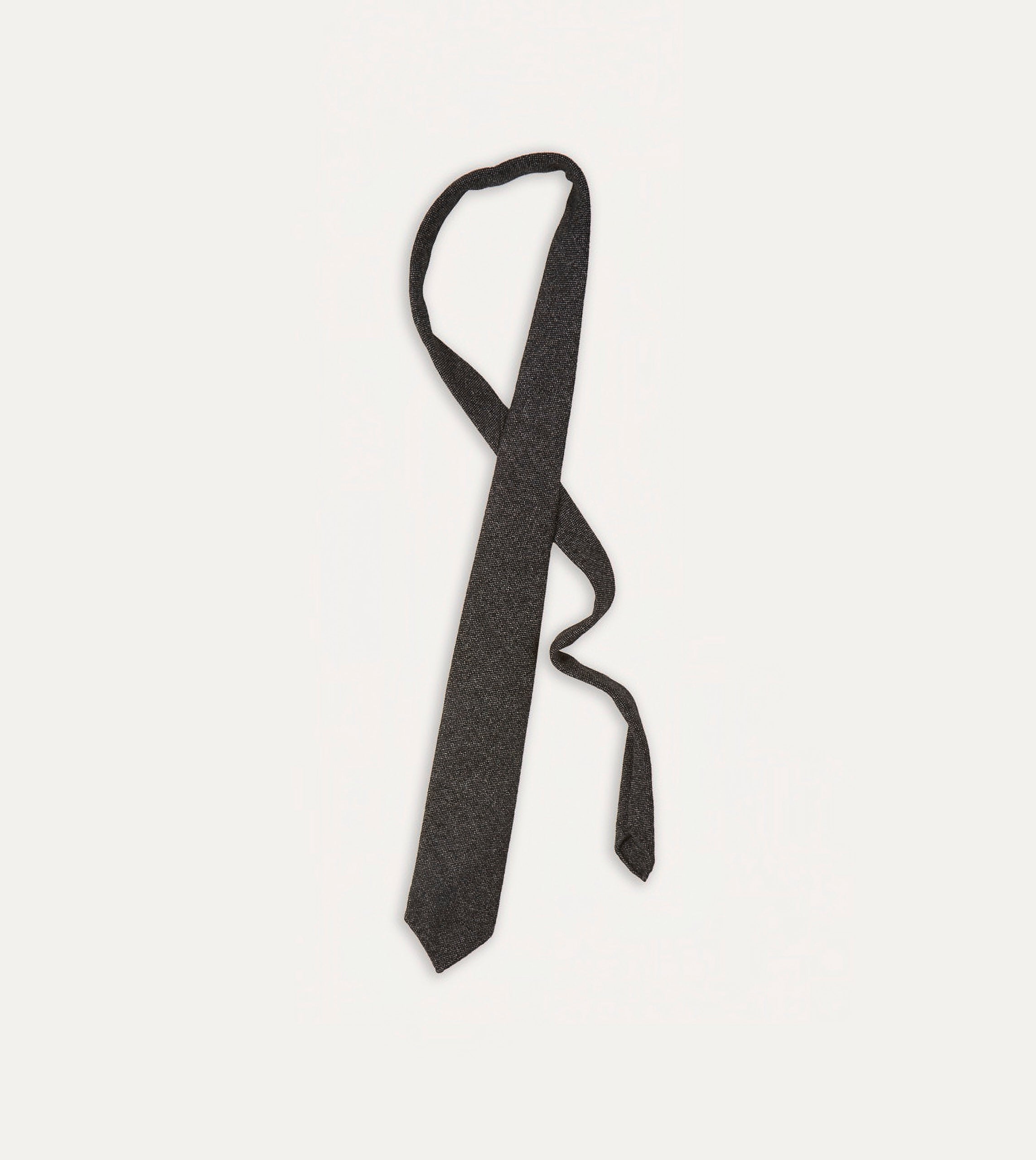 Black Pure Cashmere Solid Hand Rolled Tie - Image 4