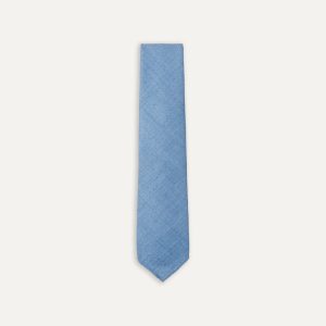 Blue Tussah Hand Rolled Silk Tie