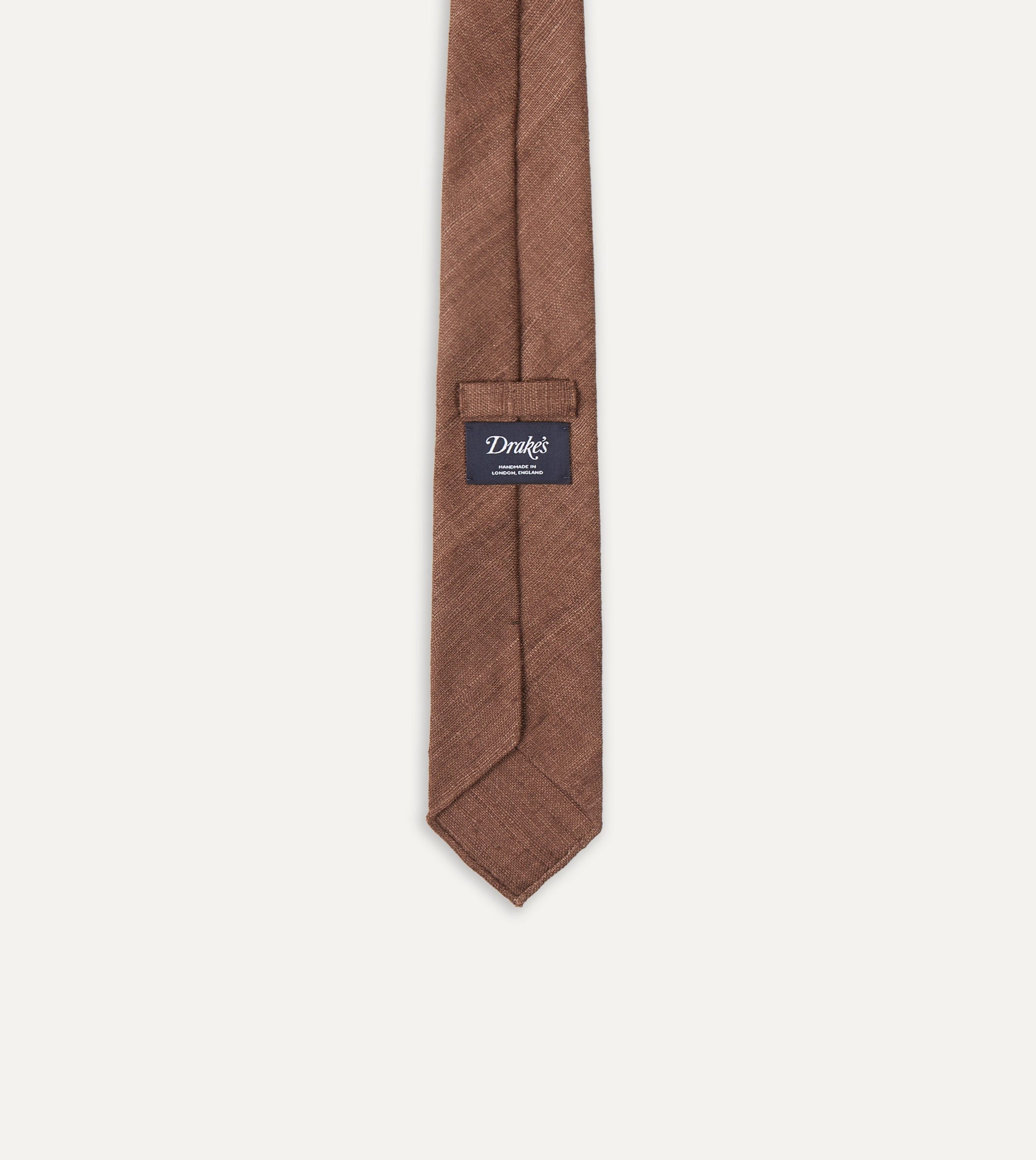 Brown Tussah Hand Rolled Silk Tie - Image 5