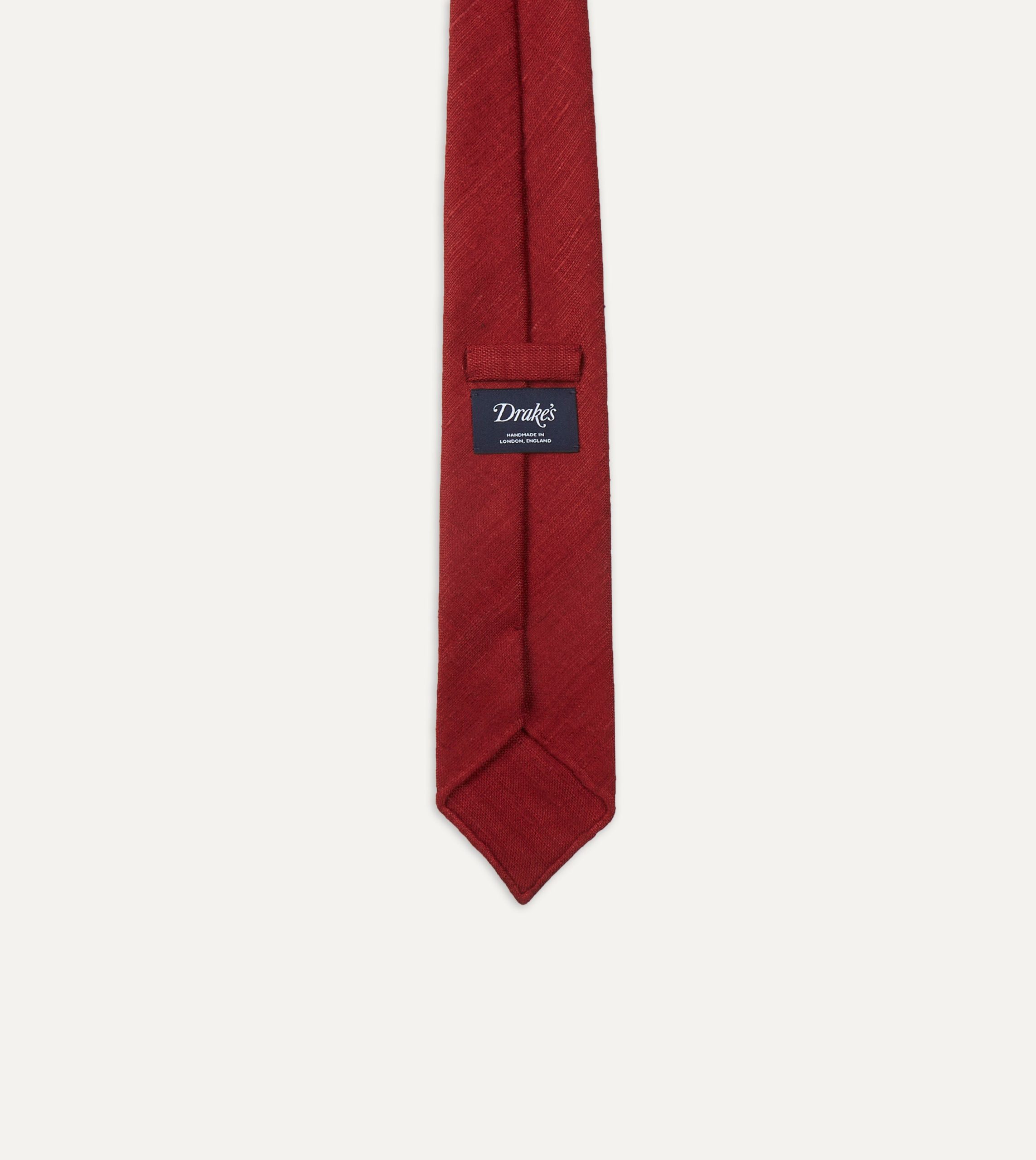 Red Tussah Hand Rolled Silk Tie - Image 5