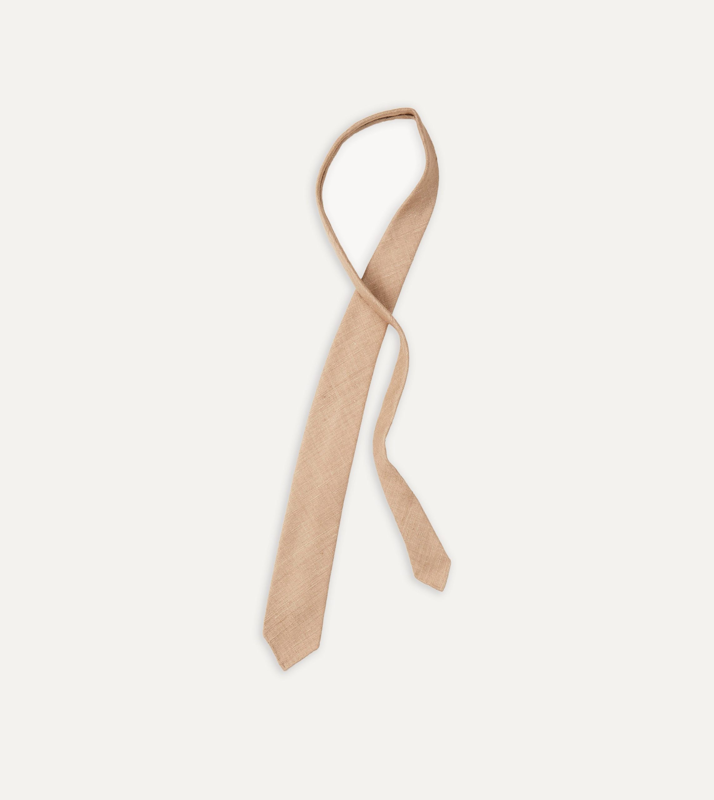 Sand Tussah Hand Rolled Silk Tie - Image 4