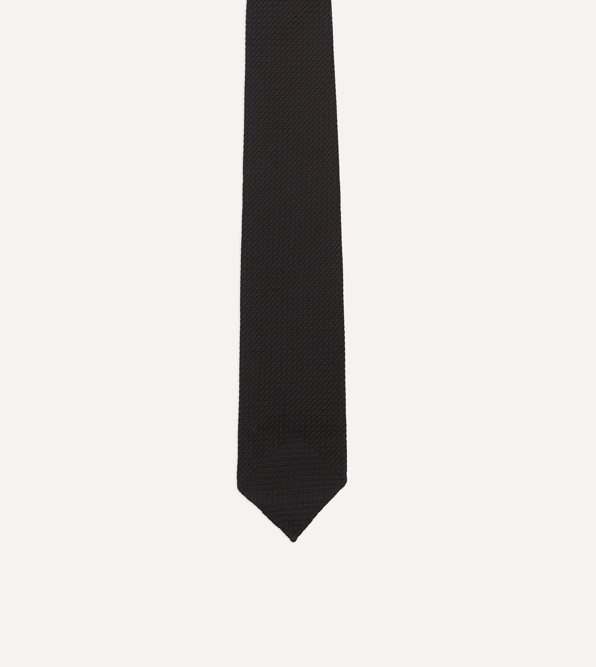 Black Hand Rolled Large Knot Grenadine Tie - Image 3