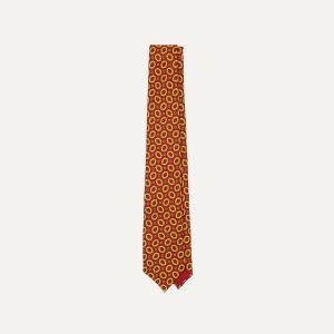 Red Flower Print 40oz Madder Silk Tipped Tie