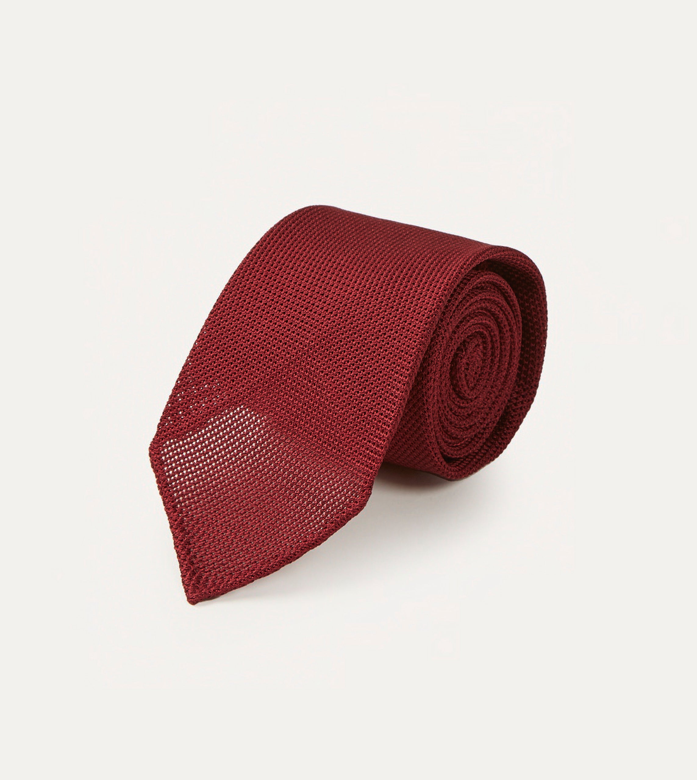 Red Fine Woven Grenadine Silk Hand Rolled Tie - Image 2