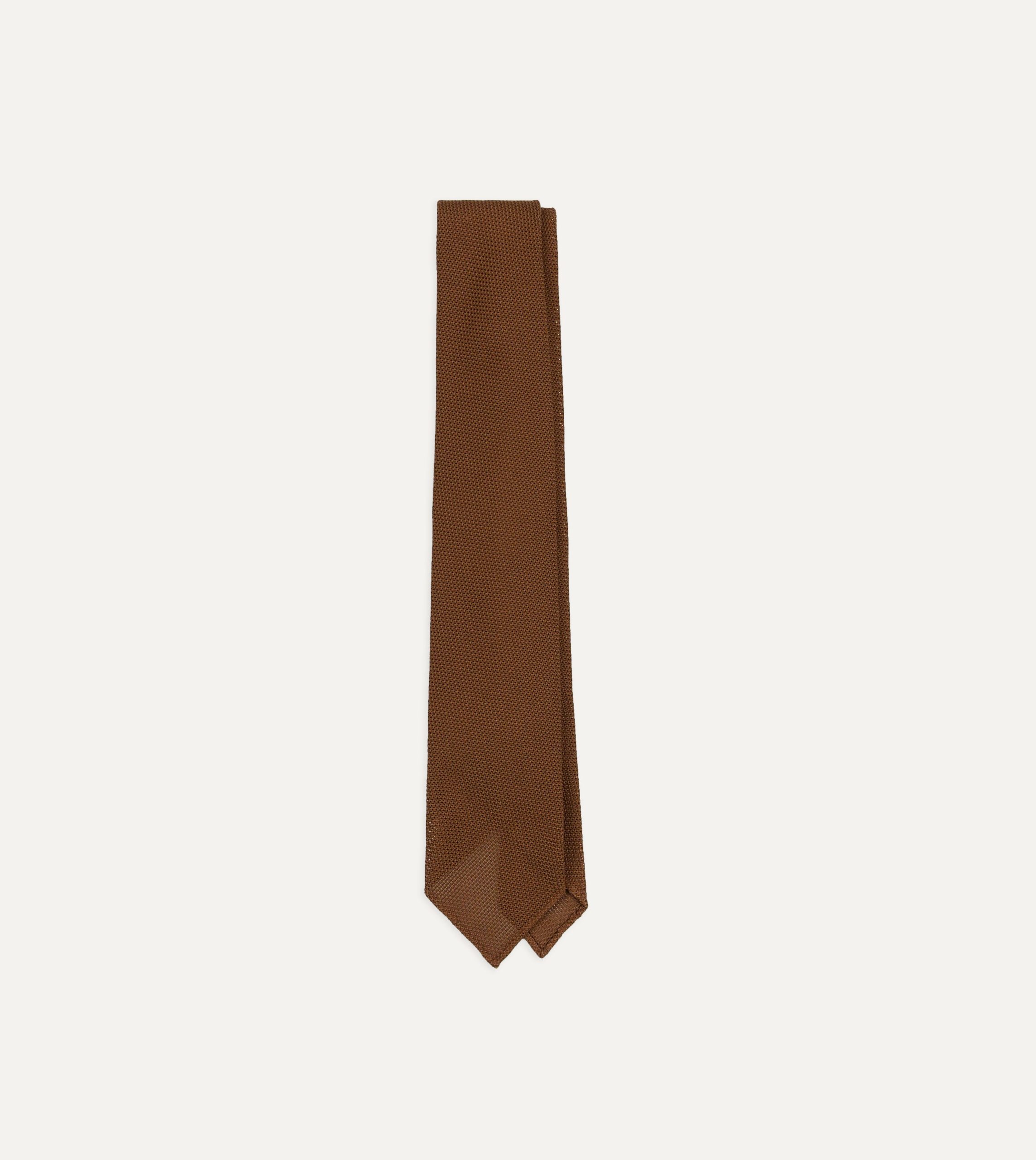 Gold Fine Woven Grenadine Silk Hand Rolled Tie
