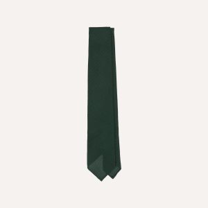 Green Fine Woven Grenadine Silk Hand Rolled Tie