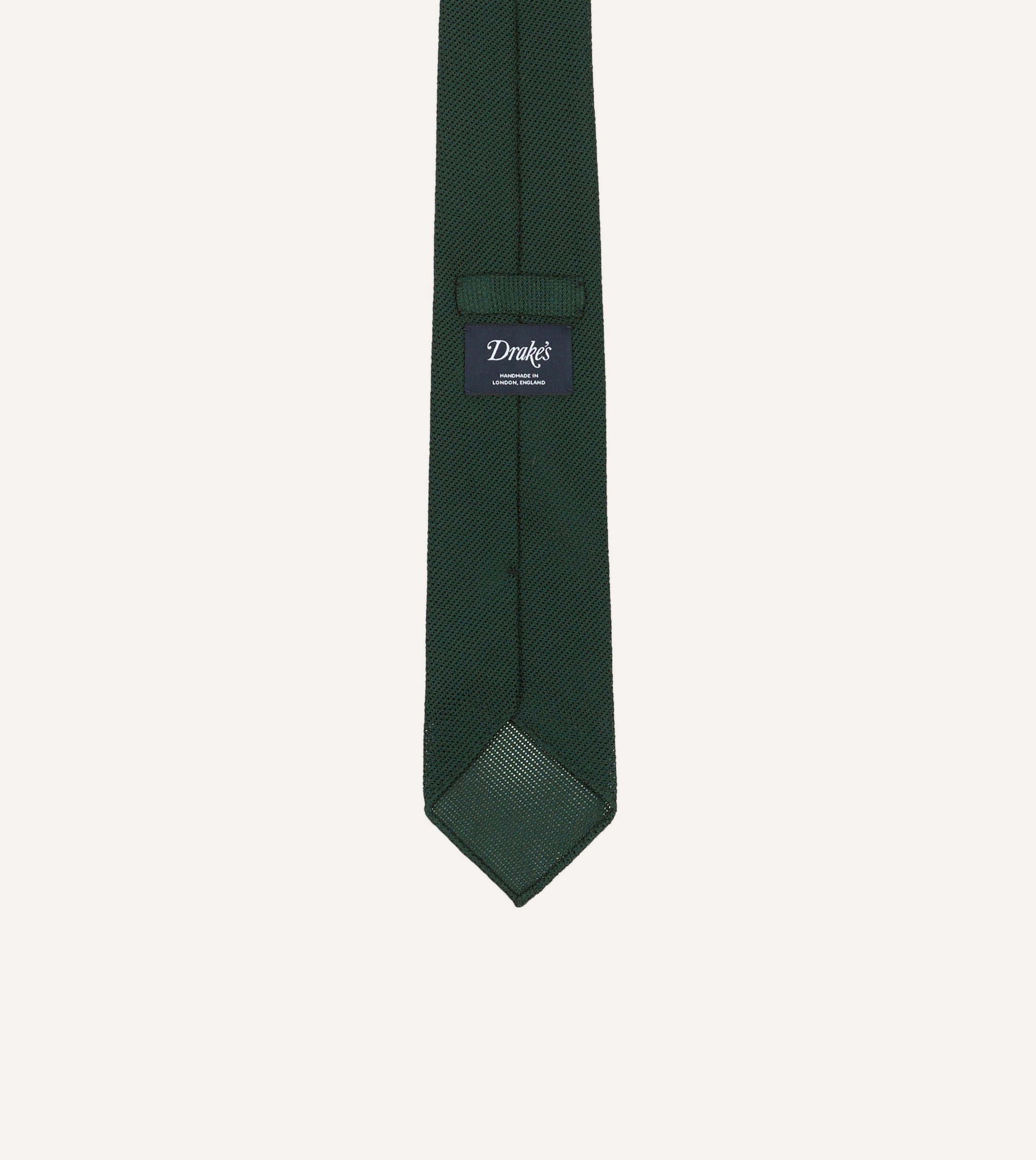 Green Fine Woven Grenadine Silk Hand Rolled Tie - Image 3