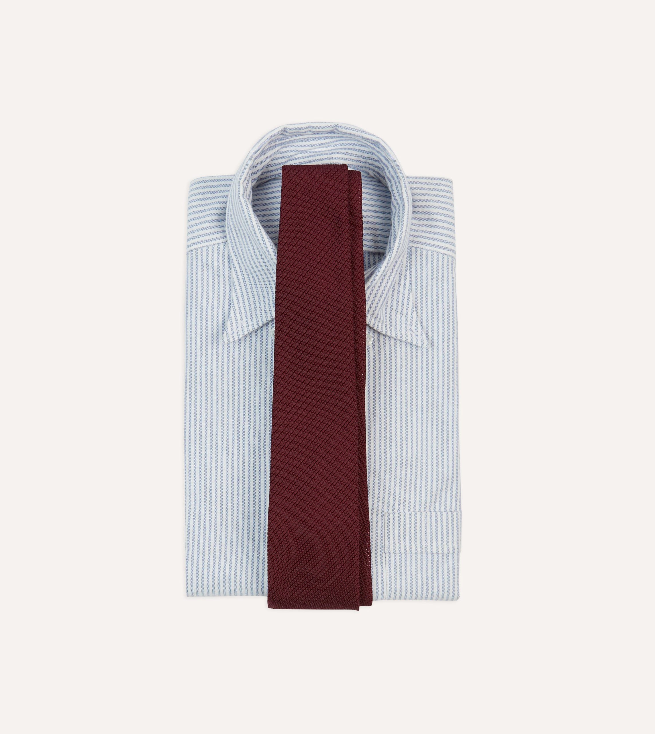 Maroon Fine Woven Grenadine Silk Hand Rolled Tie - Image 2