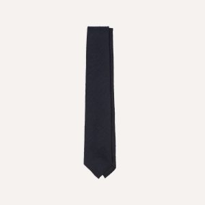 Navy Shantung Silk Hand-Rolled Tie