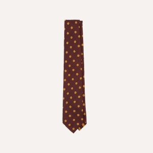 Red and Gold Polka Dot Shantung Silk Tie