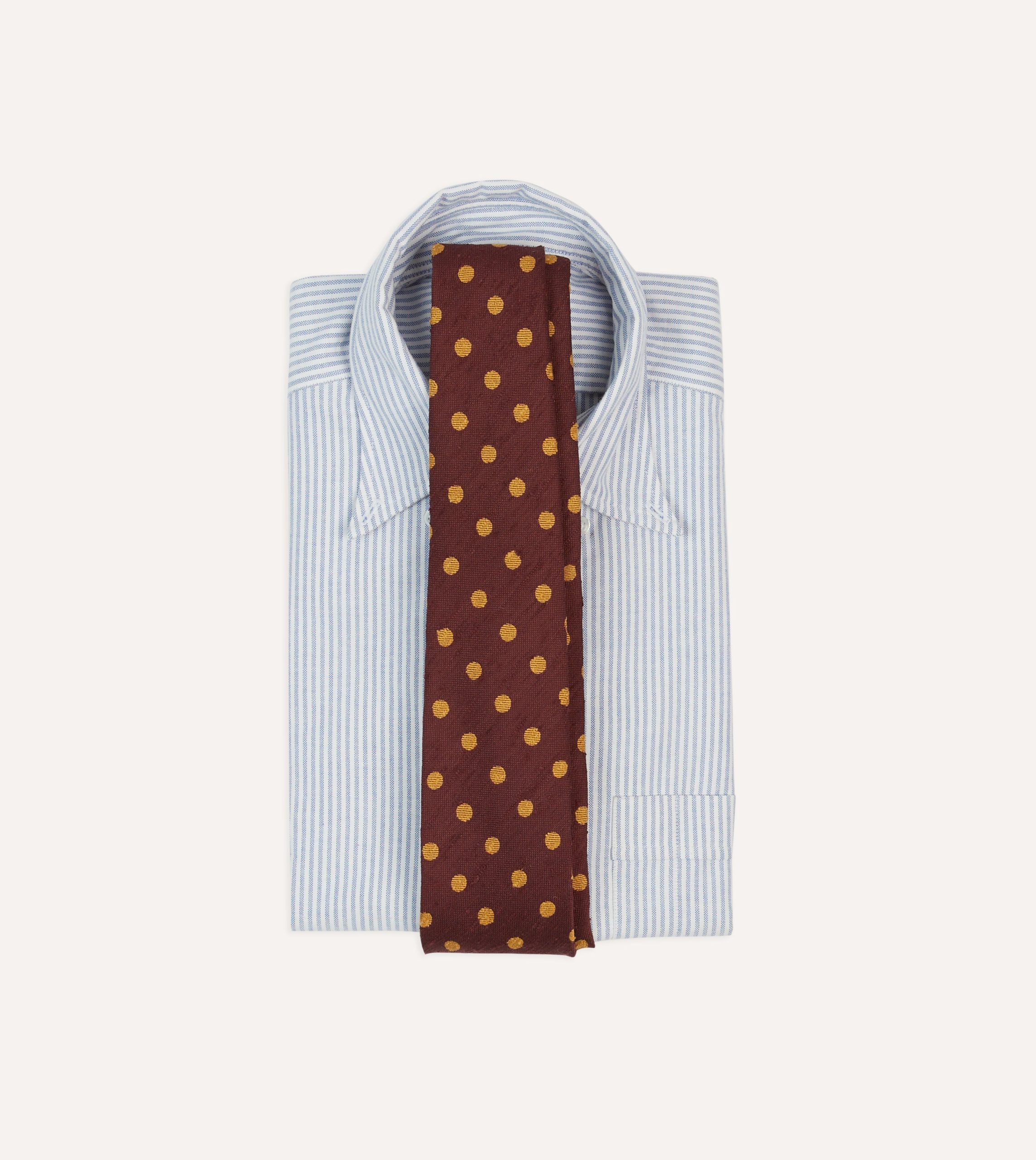 Red and Gold Polka Dot Shantung Silk Tie - Image 2