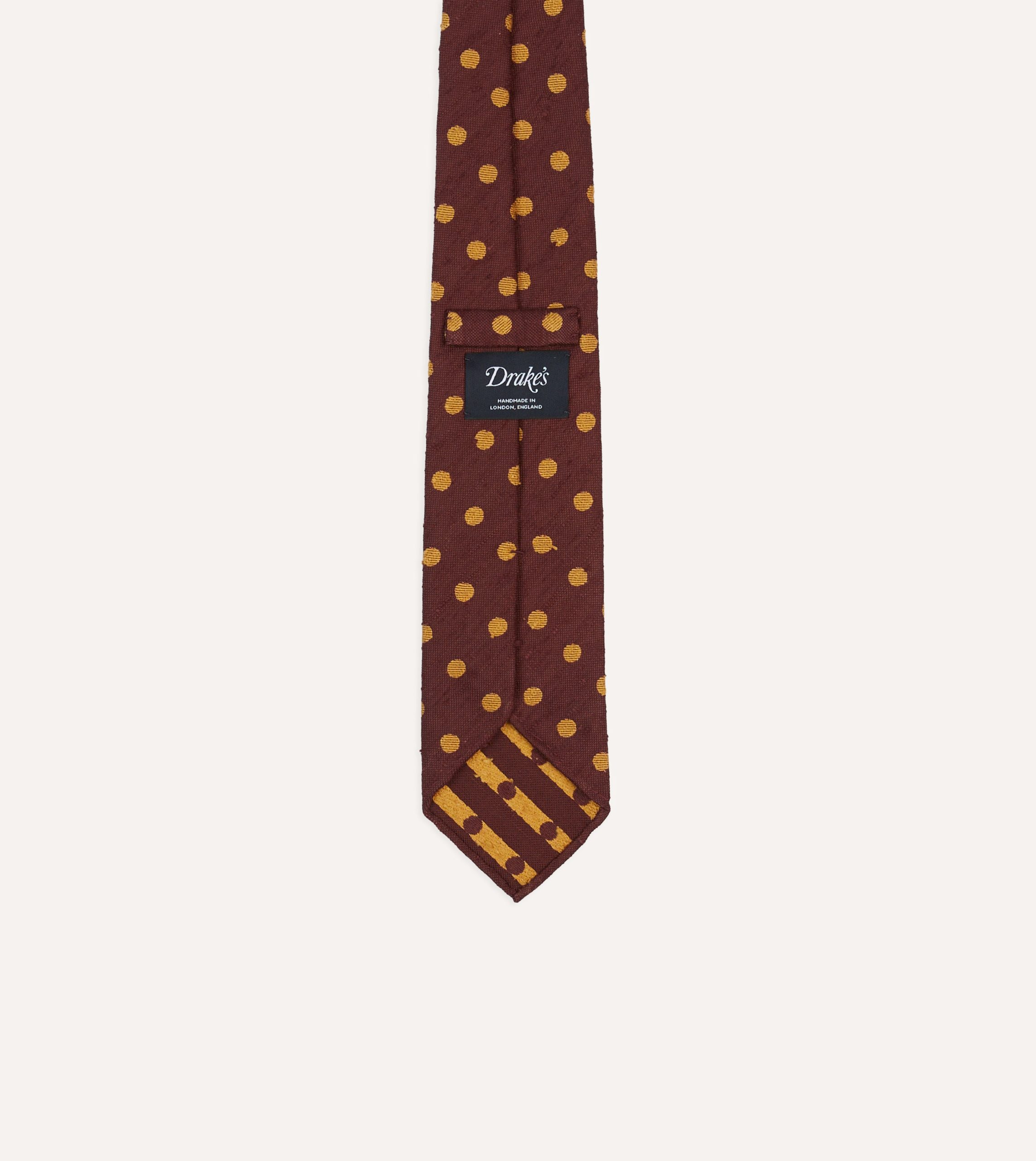 Red and Gold Polka Dot Shantung Silk Tie - Image 4