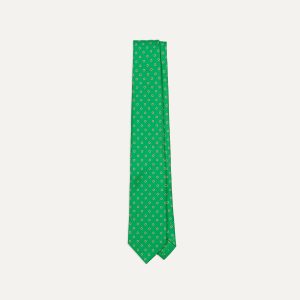 Green Circular Dot Silk Self Tipped Tie