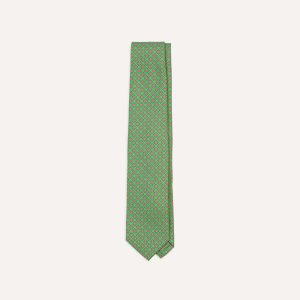 Green Square Medallion Self-Tipped Silk Tie