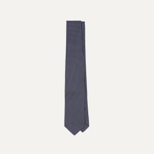 Navy Micro Polka Dot Silk Self-Tipped Tie