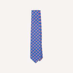 Blue Hexagon Tile Print Silk Self-Tipped Tie