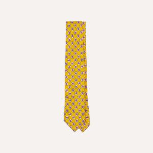 Yellow Hexagon Tile Print Silk Self-Tipped Tie