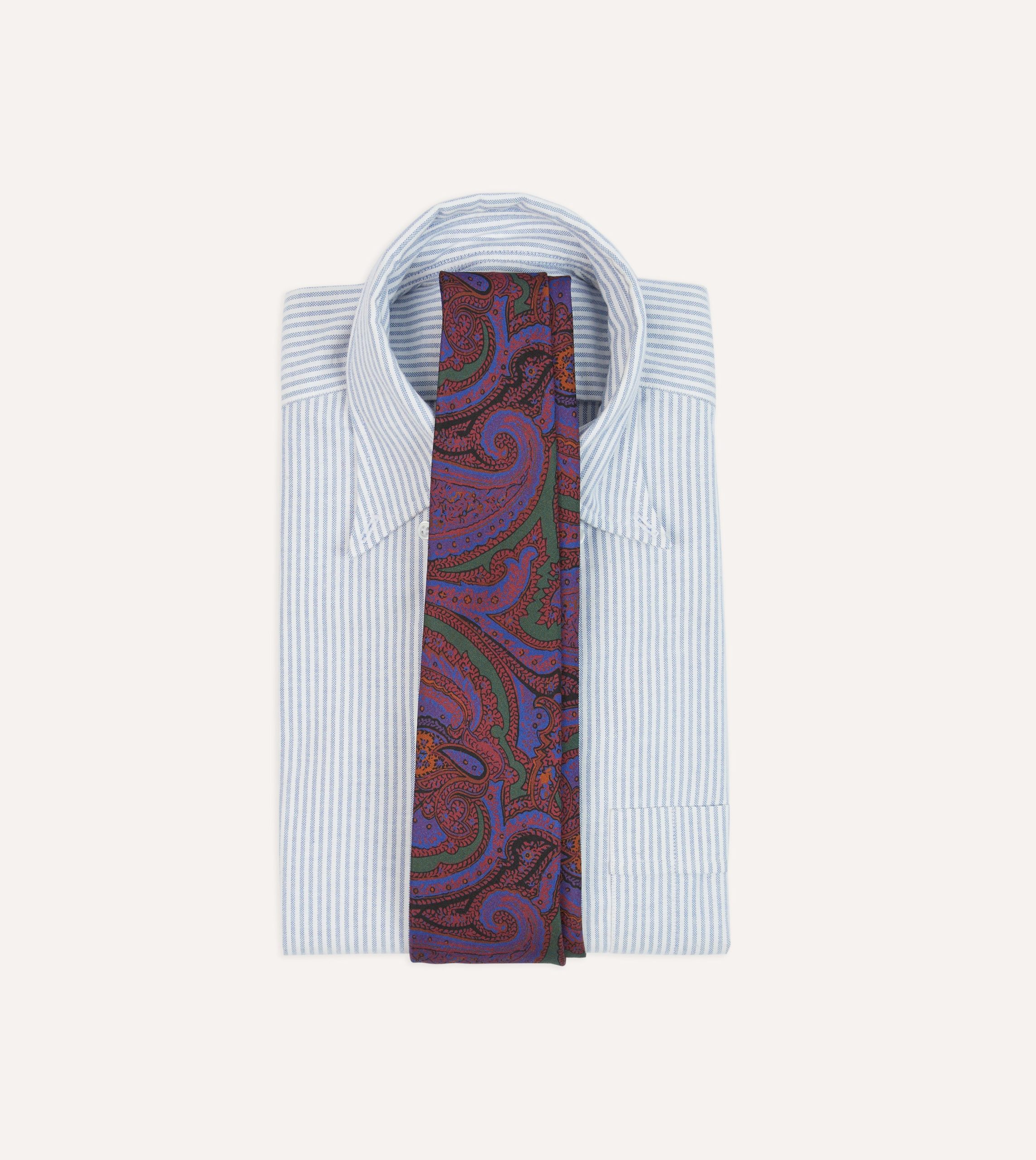 Purple Acanthus Print Silk Self Tipped Tie - Image 2