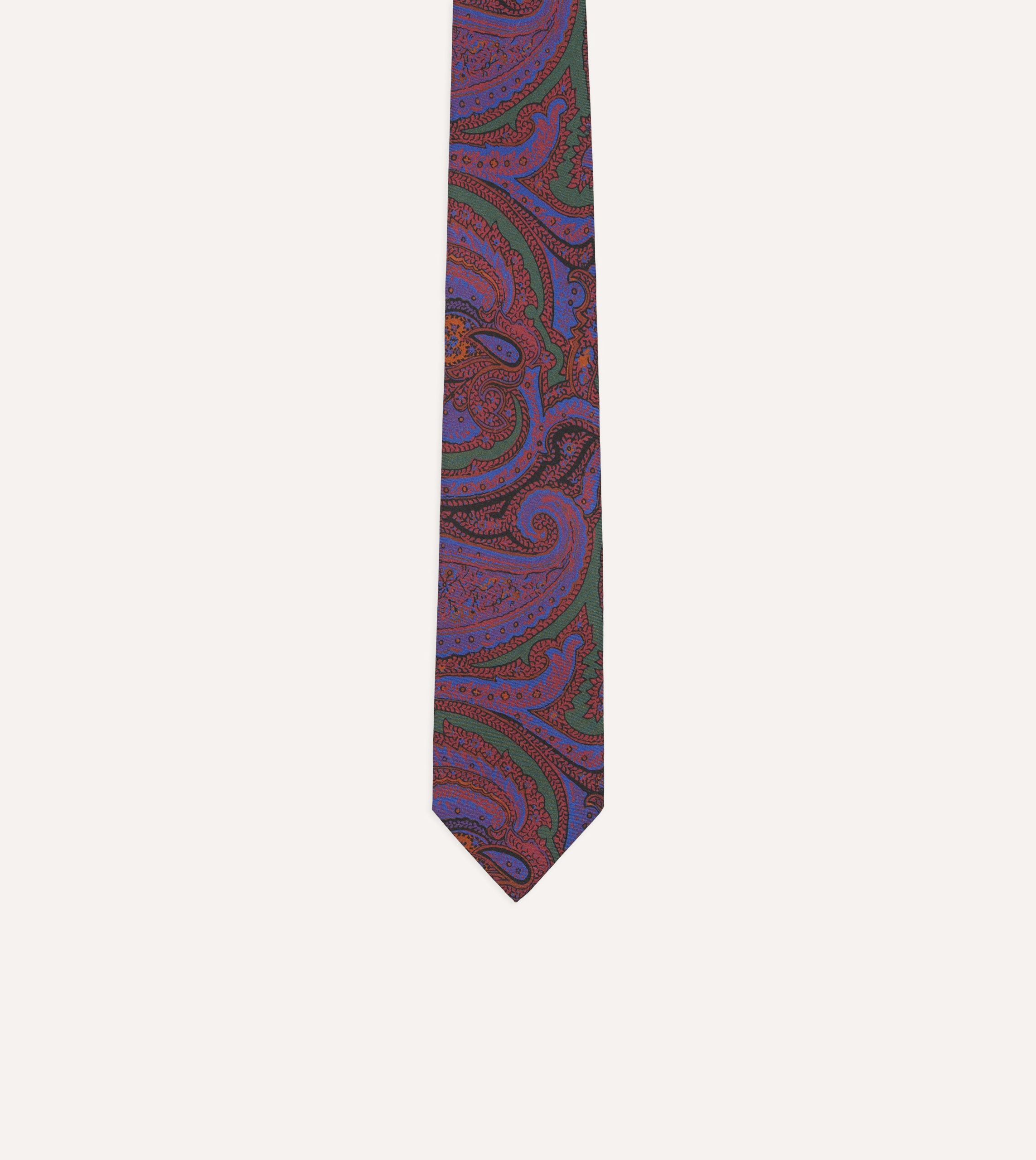 Purple Acanthus Print Silk Self Tipped Tie - Image 3