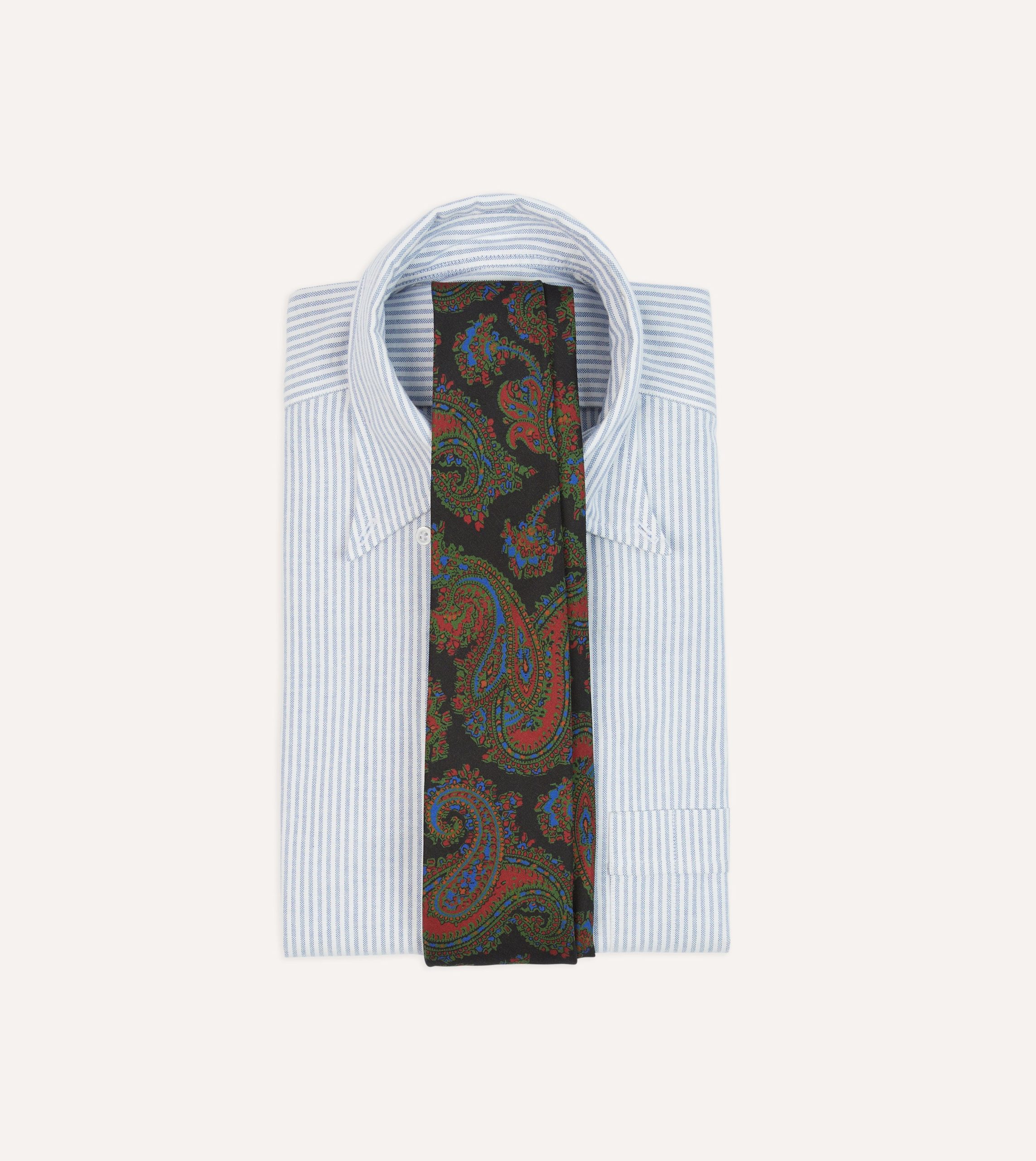Black Paisley Print Silk Self Tipped Tie - Image 2