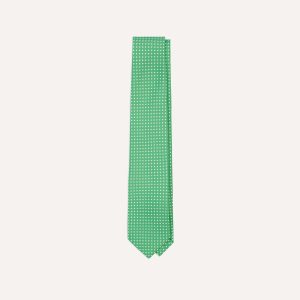 Green Small Spot Silk Self-Tipped Tie