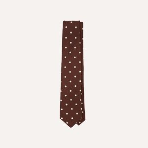 Brown Large Spot Silk Self-Tipped Tie