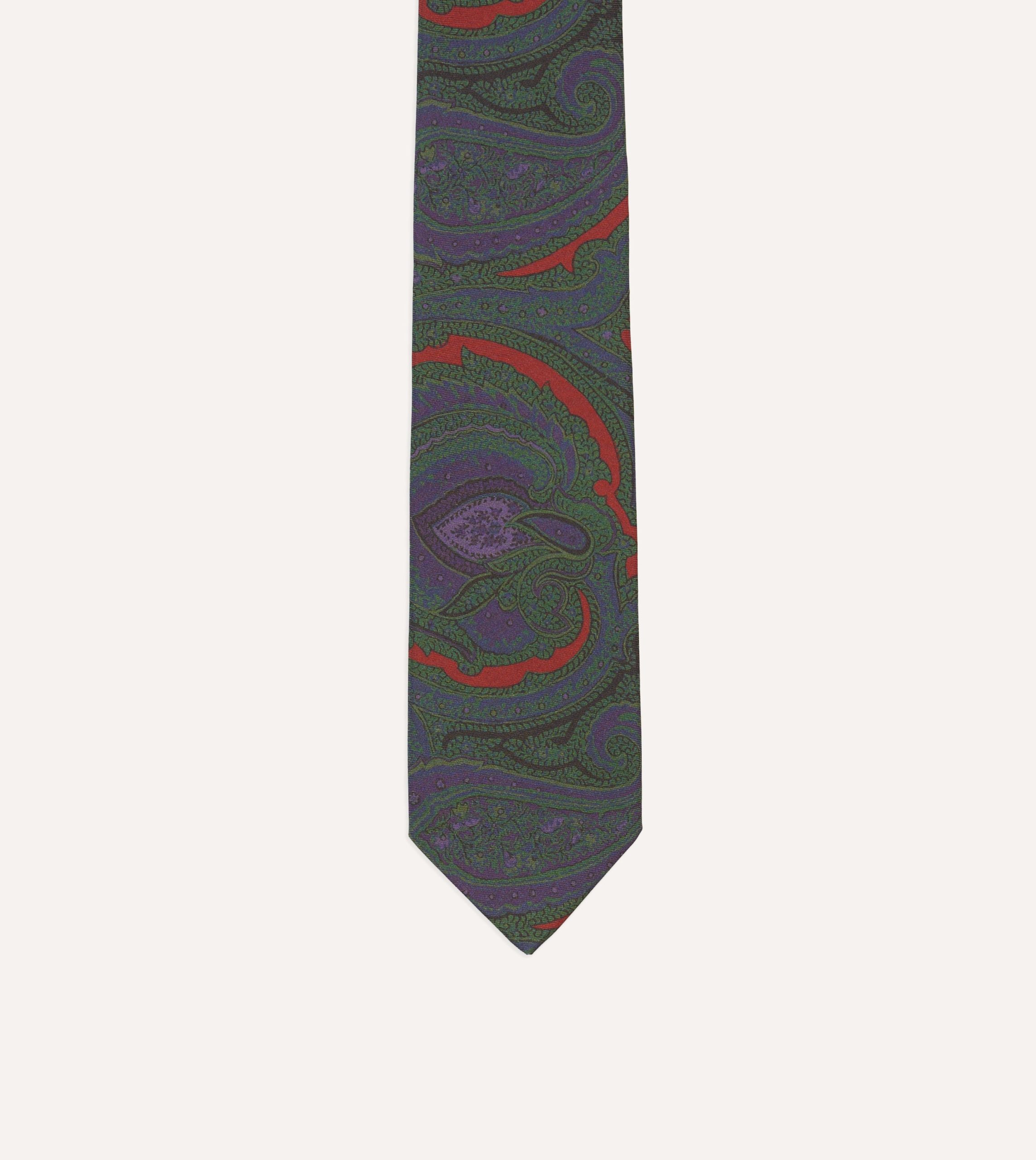 Rust Large Paisley Print Madder Silk Self-Tipped Tie - Image 3