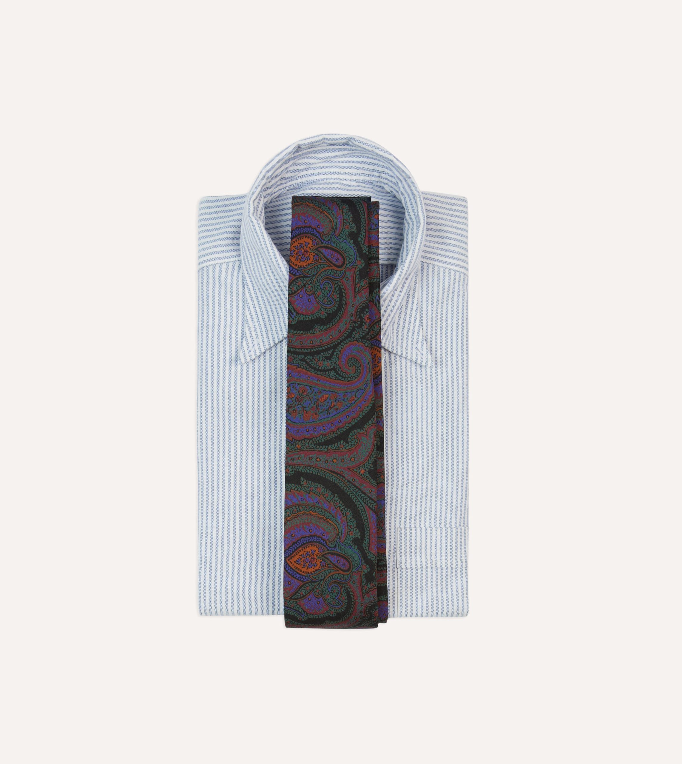 Black Large Paisley Print Madder Silk Self-Tipped Tie - Image 2