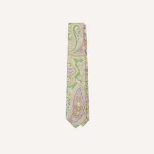 Green Large Paisley Silk Self-Tipped Tie