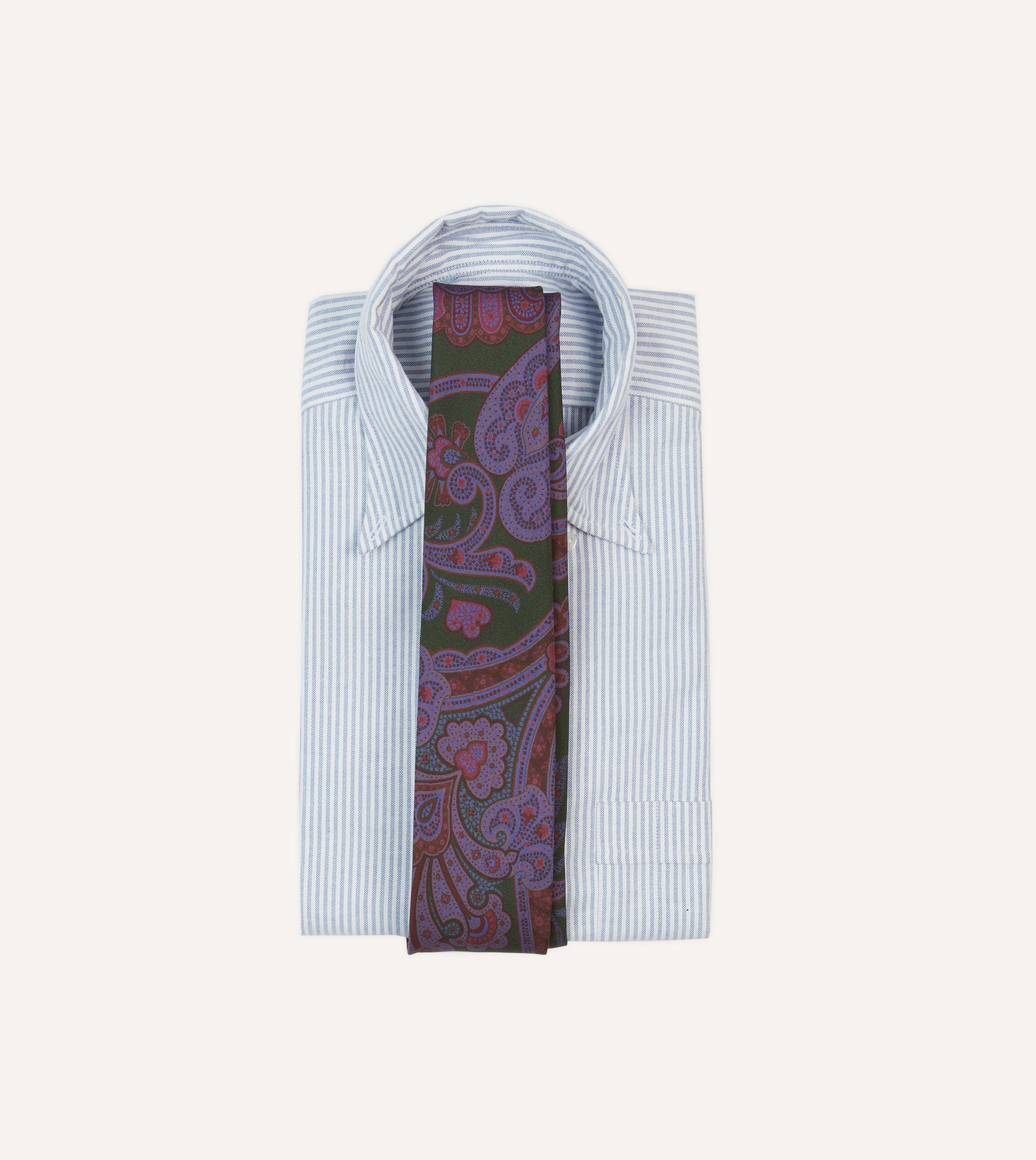Olive Large Paisley Print Madder Silk Self-Tipped Tie - Image 2