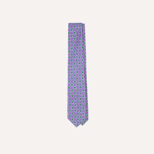Purple Jumbled Tile Print Silk Self Tipped Tie