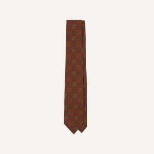 Burgundy Paisley Medallion Print Wool-Silk Self Tipped Tie