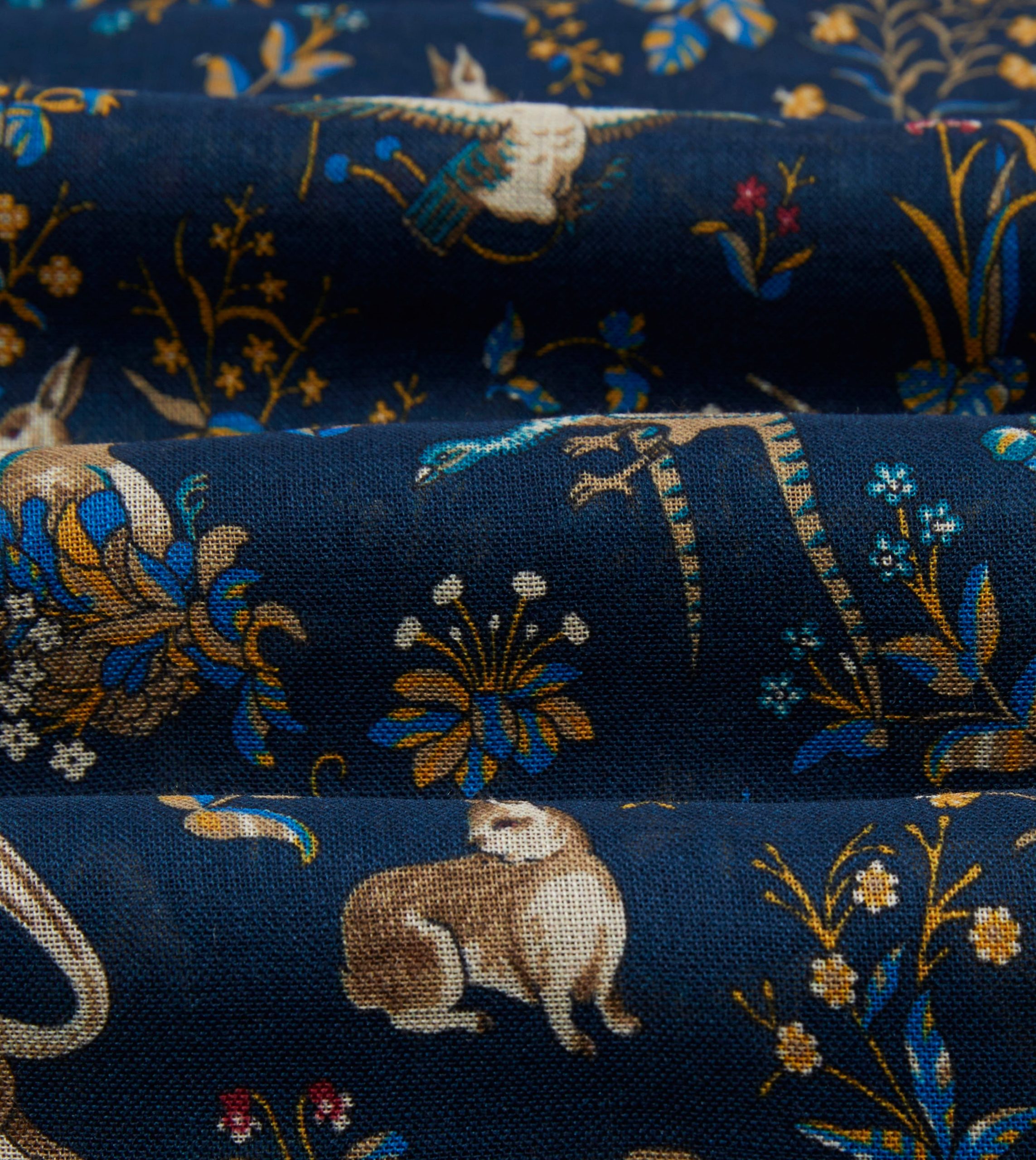 Navy Unicorn Print Wool-Silk Scarf - Image 2