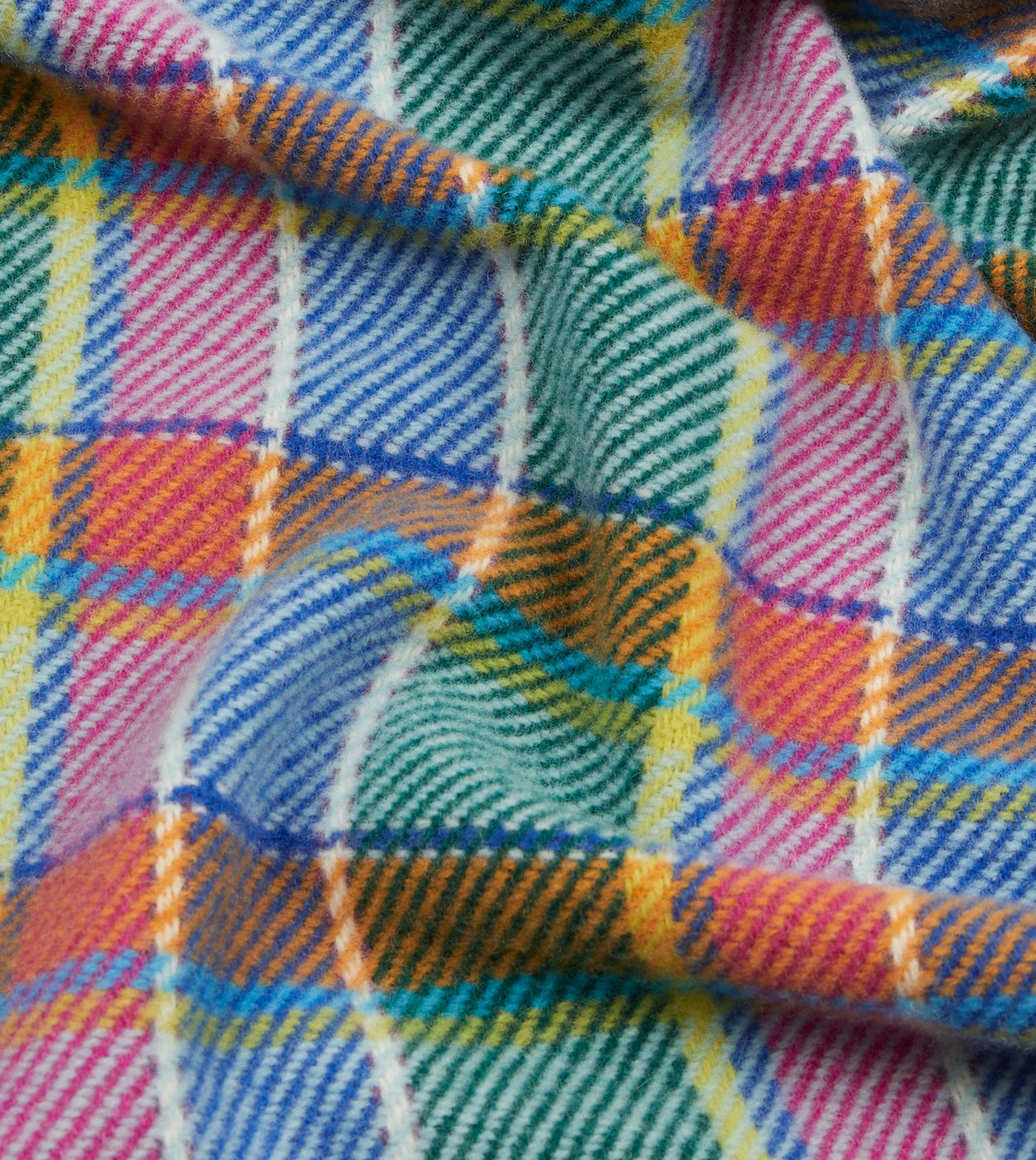Blue Tartan Check Wool Scarf - Image 2
