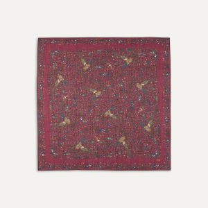 Magenta Birds of Paradise Print Wool-Silk Square Scarf