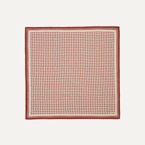 Ecru and Red Spots Print Silk-Cotton Bandana